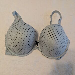 Victoria's Secret Light Blue Polka Dot T-Shirt Push Up Bra with Black Dots